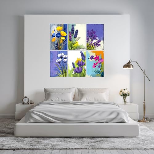 Image of SiddArtify Floral Wall Art Prints Set - Abstract Botanical Poster Decor for Living Room Bedroom Office - 8x12 Sticker Pack of 6