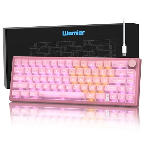 Womier VK66 PRO ゲーミングキーボード 有線 QMK/VIA対応 メカニカルキーボード 60%コンパクトキーボード 66キー テンキーレス ホットスワップ可能 クリームスイッチ RGBバックライト PBTキーキャップ ガスケットマウント