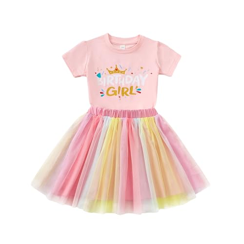 Image of LYSMuch Girls Birthday Outfit Birthday Girls Shirt Princess Tutu Tulle Skirt