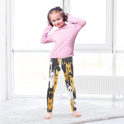 Toddler Girls Leggings Printed Yoga Pants Leggings Yellow Black White Cat for Kids4