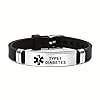 Medical ID Me - Medical Alert Silicone Bracelets Emergency Medical Awareness Epilepsy Diabetes COPD Blood Thinner Men Women Stainless Steel Adjustable (Diabetes Type 1) #1