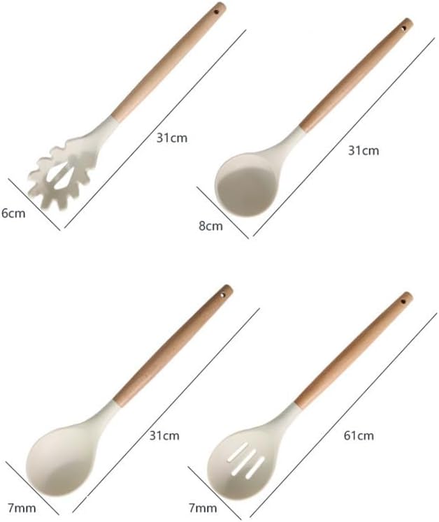 12 Piece Wooden Handle Silicone Kitchenware Set Spatula Spoon