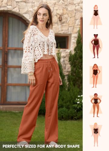 Image of Willit Women Linen Pants Wide Leg Palazzo Trousers 29 inch /31 inch / 33 inch