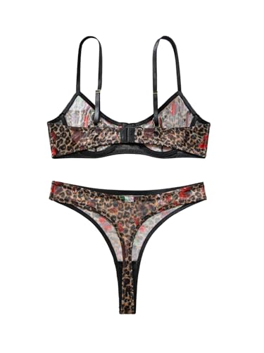 Image of Lilosy Sexy Mesh Sheer Underwire Push Up Lingerie Set Lingerie Set