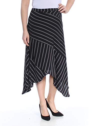 Calvin Klein Womens Black Asymmetrical-Hem Striped Midi Wear to Work Skirt Size 14