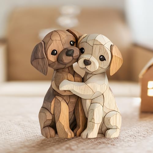Rbleote Hunde Holz Deko 2D-Flache Schreibtischdekoration Gemütliche Deko Hund Für Büro Schreibtisch Bücherregal Badezimmer Wohnzimmerdeko Für Hundeliebhaber