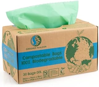 Greener Walker 25% Extra Thick Compost 6L/8L/10L/30L Caddy Bin Liners-120 Bags Biodegradable Kitchen Food Waste Bags(8L)