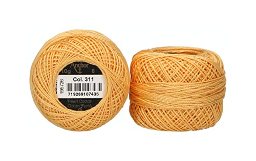 Anchor 4591008-00311 Embroidery Thread, 100% Cotton, Light Apricot, Thickness 8, 82 m, 16 g, Apricot Light, Stärke 8, 82m