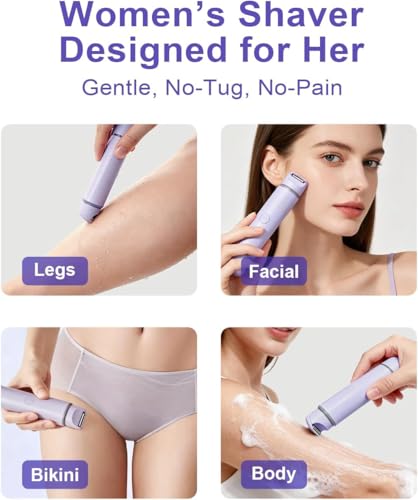 Image of 2-in-1 Bikini Trimmer for Women - Electric Shaver for Women, Womens Electric Razor & Trimmer for Sensitive Skin, Adjustable Comb, 100% Waterproof, Portable, USB Charge, Painless (Purple)