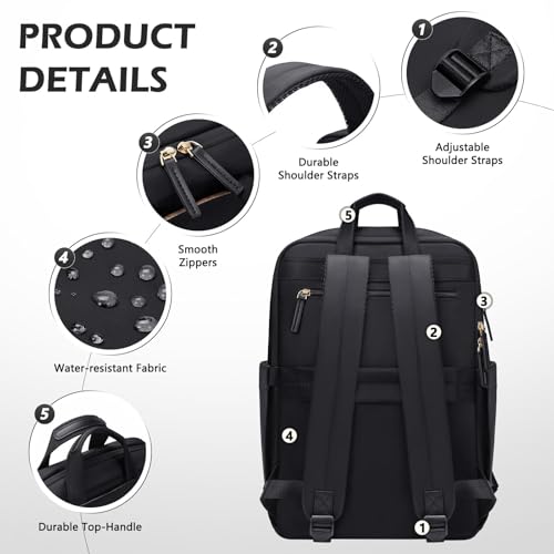 GOLF QUALITY Mochilas Escolares, Mochilas Ordenador Portatil 15 Pulgadas Mochila Universitaria Mochila Antirrobo Mochilas Tipo Casual Backpack Bolso Escolar para viajes,Negro - imagen 6