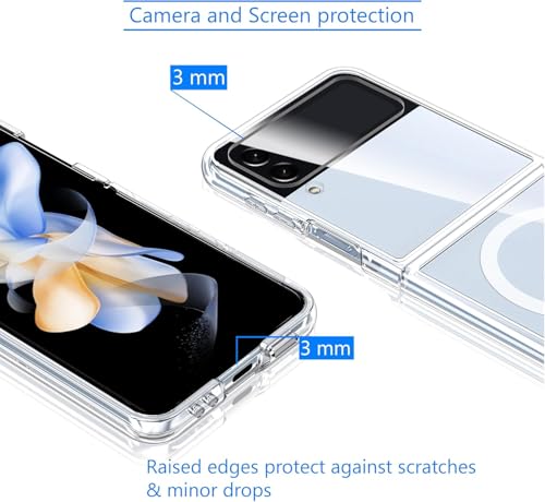 Image of NISHTECH Silicone for Samsung Galaxy Z Flip 3 5G Magnetic Transparent Case | Shock Proof Design & Camera Protection | Magsafe Wireless Charging Case | Sleek Hard Crystal Cover - Clear Back
