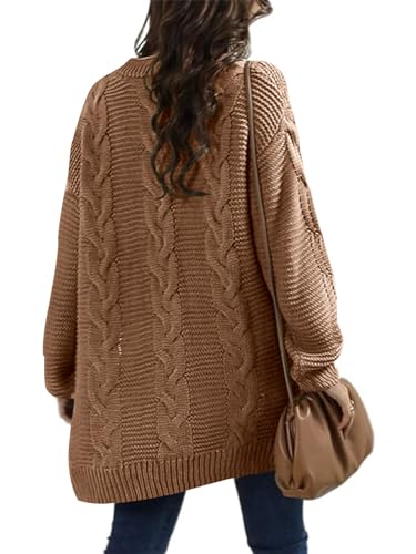 Image of Womens Oversized Chunky Open Front Cardigan Sweaters Cable Knit Long Sleeve Cardigans Outwear Coats