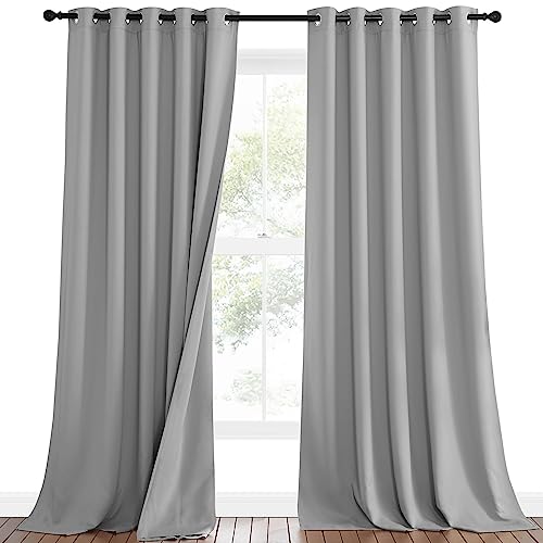 NICETOWN Noise Insulation Curtain Panels, Pair of Energy Smart & 100% Blackout Echo of Sounds Reducing Drapes for Dining Room Window, Thermal Guest Ro