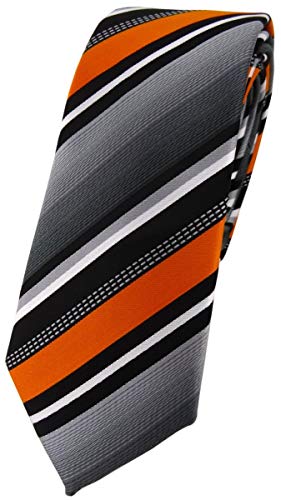 TigerTie étroit Designer cravate en orange argent gris blanc rayé - Tie Cover