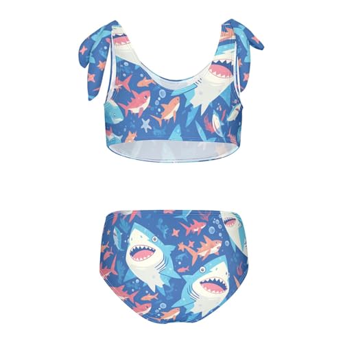 KLL Ocean Shark Masco Girls Two Piece Bikini Sets Quick-Dry Swimsuits Swimming Suits Adjustable Strap2