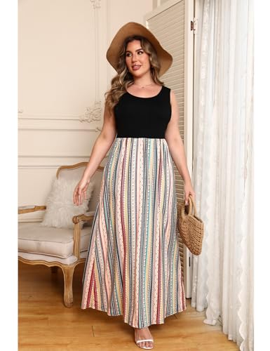 Image of Bluetime Women's Summer Boho Sleeveless Floral Print Tank Long Maxi Dress (S-3XL)