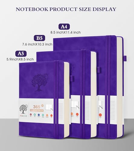 Carnet de notes couverture rigide 365 pages grand journal ligné A4 cuir - 2