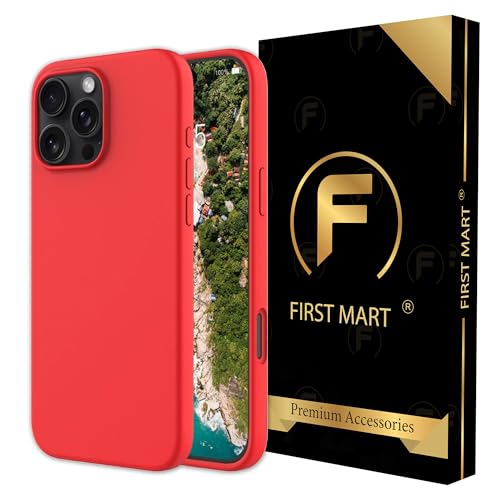 Image of FIRST MART Silicone Back Case for iPhone 16 Pro, Soft-Touch Phone Back Cover for Apple iPhone 16 Pro - Red