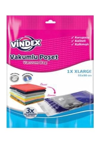 Yastık, Vindex Vakumlu Giyisi Yorgan Saklama Torbası Poşeti Hurç - Large - 55x90 Cm. -1 Adetlik Paket