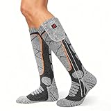 Beheizbare Socken, 6000mAh Akku Heizsocken, Elektrisch Beheizte Socken für Damen Herren, 3 Heizstufen Socken Beheizbar für Winter Outdoor-Sport (Grau 38-44)