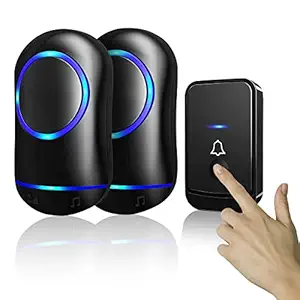 HASTHIP Self-Powered Door Bell for Home Electrical Wireless Door Bell Waterproof IP44 2 Receiver & 1 Transmitter Ding Dong Bell with Flashing Light Smart Door Bells 45 Ringtones 4 Level Volume