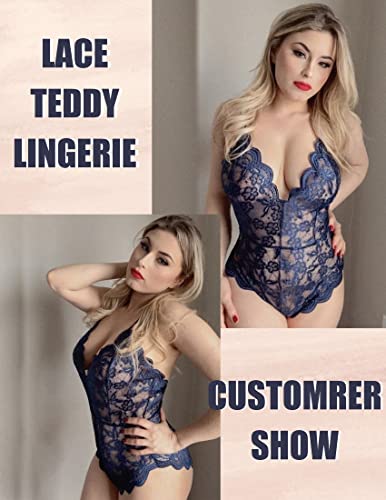 Image of Avidlove Sexy Lingerie for Women Deep V Teddy Sheer Lace Bodysuit Snap Crotch One Piece Babydoll