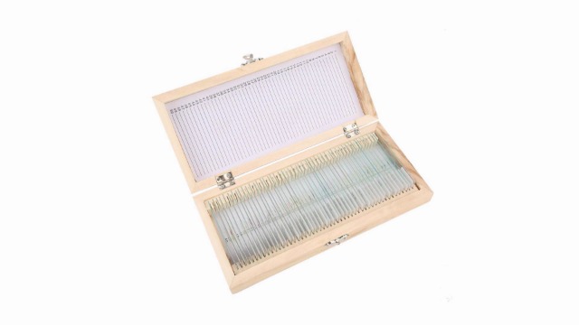 100 UNIDS Biología Vidrio Preparado Portaobjetos De Microscopio Especímenes Tobogán De Madera