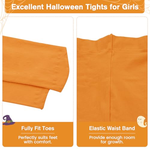 Komorebi Girls Toddler Halloween Witch Tights - Black, Above Knee, Solid Pattern, Footed, Breathable & Durable, Size 1-3 Year4