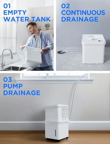 Image of Midea Cube 50 Pint Dehumidifier for Basement and Rooms at Home for up to 4,500 Sq. Ft., Built-in Pump, Drain Hose Included, Smart Control, Compatible with Alexa (White)