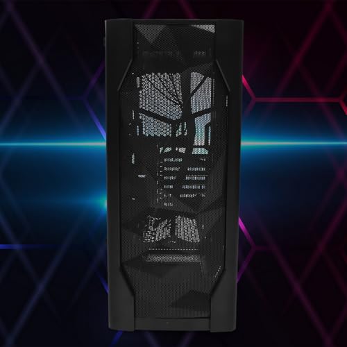 Gabinete para computadora Gaming ATX Mid Tower con panel lateral de vidrio templado completo, soporte para enfriamiento líquido, chasis negro para PC de escritorio y uso doméstico miniatura 4
