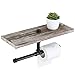 MyGift 16.5 Inch Industrial Wall-Mounted Dual-Roll Bath Toilet Paper Holder with Rustic Torched Wood Shelf