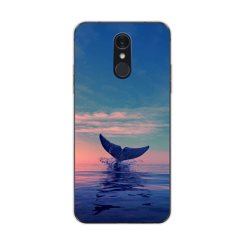Sunrive Cover compatibile con HONOR 9A,Custodia Case in molle matte Morbida Flessibile Antigraffio protettiva back Case(Luna,Delfini,Mare)+1 x Cordino Universale