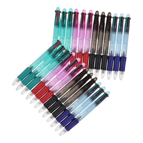 Bolígrafos retráctiles de 24 piezas con punta de 0,7 mm y cuerpo transparente multicolor