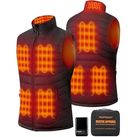 Topdot Heated Vest for Men with 7.4V 14000mAh Battery Pack Included, 8 Heating Zones Lightweight Warm Men's Heated Vest Cover