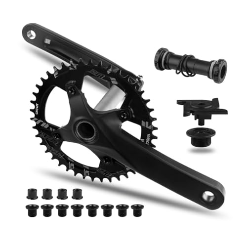 Best Fat Bike Crankset for Ultimate Performance and Durability 5 MLIKYRGK 170mm Crankset for Fat Bike Snow/Beach Bike Cranksets Hollow Integrated with Bottom Bracket 104BCD 32-42T Round Chainring Crank Arm Set Aluminum Alloy Black(32T,120(192mm))