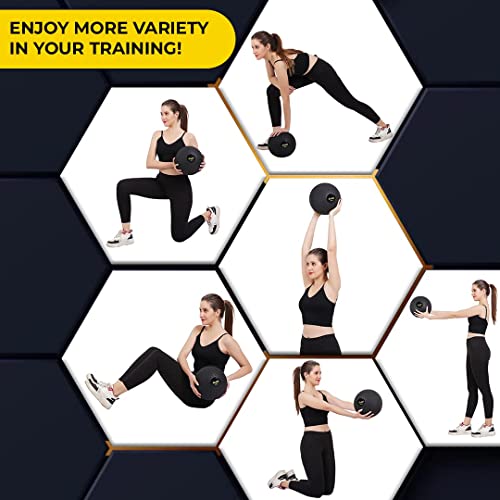 Image of DE JURE Fitness Rubber Dead Bounce Slam Ball Strength & Conditioning Cross Training, Exercise & Fitness, Core Training, Squats, Lunges & Plyometric, Slam Ball (12 Kgs),Black