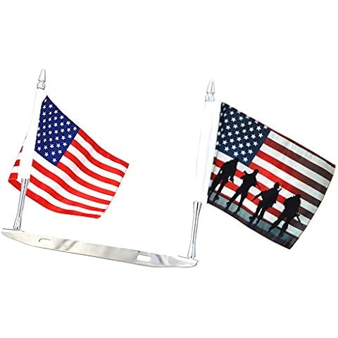 GUAIMI License Plate Flag Mount Double Flag Holder Motorcycle Flags (American Flag + Veterans Day American Flag) Cover