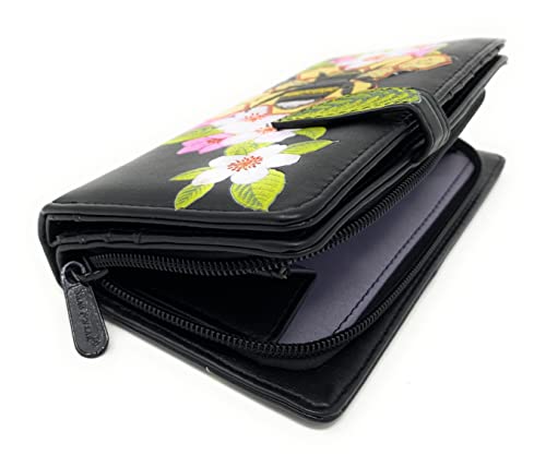 Shag Wear Bumblebee Tattoo Large Insect Wallet for Women and Teen Girls Faux Vegan Leather 7" Black4