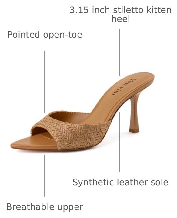 Image of Heel Mules for Women Pointed Open Toe High Heel Sandals | 3 Inch Peep Toe Slip On Backless Sexy Stiletto Heels for Party Wedding Daily Summer