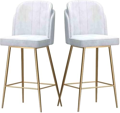 DZYHFCO Taburetes de bar conjunto de 2 taburetes de bar con respaldo de terciopelo de doble capa (blanco)