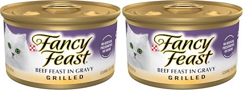 Image of Fancy Feast Purina Grilled Wet Cat Food Beef Feast in Wet Cat Food Gravy - 3 oz. Cans (Pack of 48)