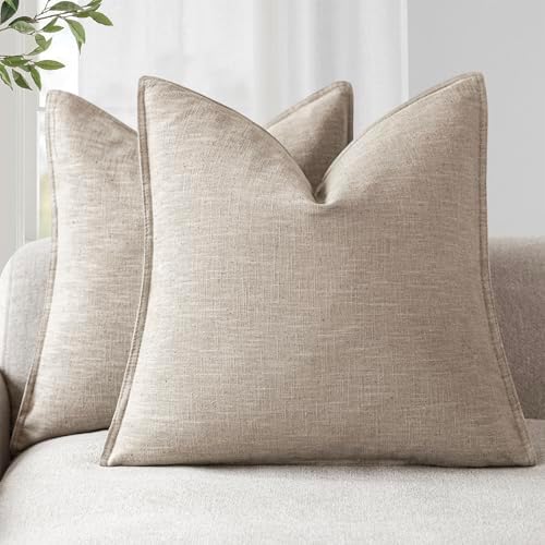 Foindtower Set of 2, Decorative Linen Soild Throw Pillow Covers S...