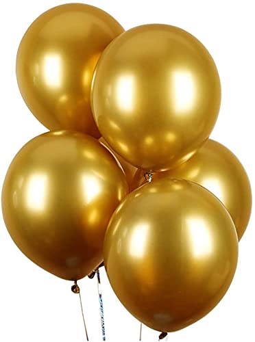 Image of Toyshine Chrome Metallic Balloons for Party 50 pcs 12 inch Thick Latex balloons for Birthday Wedding Engagement Anniversary Festival Picnic Family Party Decorations-Gold