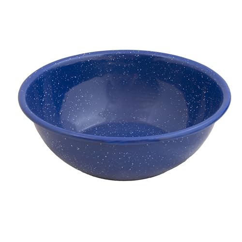 Alpine Mountain Gear 4-Person Blue Enamel Coated Steel Dining Set - Camping Gear Essentials with 4 Mugs, 4 Bowls, 4 Plates & Cutlery