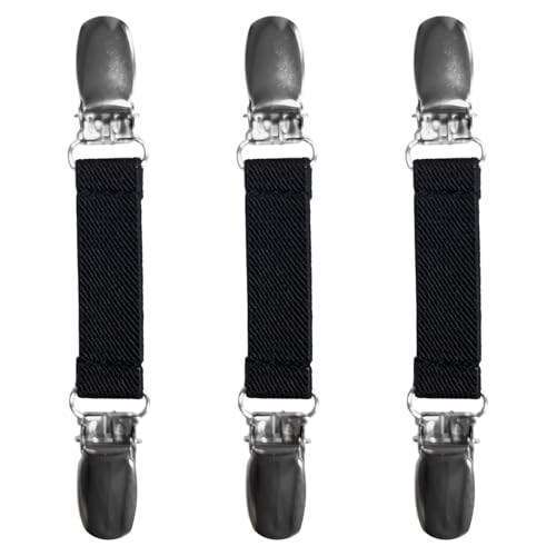 SUITUA Classic Mitten Clips (3-Pack) Heavy-Duty Glove Keepers Cinch Clips for Skiing Work Dress; Fabric-Safe Plastic Insert (Black 5/8 inch)
