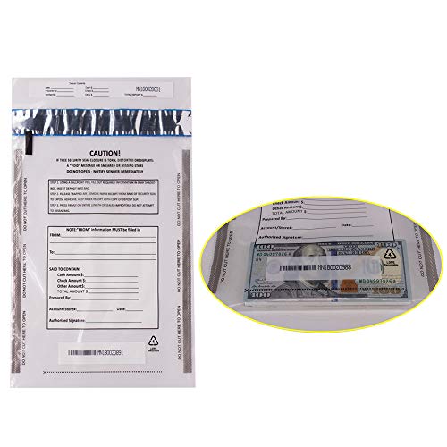 Zmybcpack 100 Pack Clear Freezfraud Deposit Bags, Tamper-Evident Bags, Security Bank Pocket, 9 X 12 Inches #TOP1