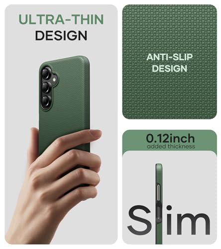 Image of Vihibii for Samsung Galaxy A16 Case with [2X Screen Protector], Non-Slip Texture, Shockproof Silicone Case & Rugged Outer Cover [Double Layer Protection] Phone Case for Samsung A16 5G 2024, Green