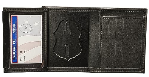 Perfect Fit Shield Wallets CBP Badge Holder US Customs Border Control Eagle Shield Badge Wallet Black Leather Hidden ID Holder (cutout 587)