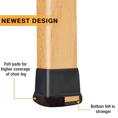 Image of 32 Pcs Chair Leg Floor Protectors Square, Silicone Chair Leg Protectors for Hardwood Floors, Chair Leg Caps Covers Protect Wooden Floors from Scratching, Thick, Won't Tear (Fit: 1-1 /10 inch - 1-3 /10 inch) | Protect Hardwood Floors from Scratches & Noise, Fit Dining Table & Bar Stool Legs (Fits 1-1 /10 inch to 1-3 /10 inch)