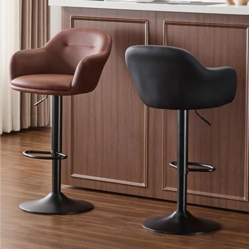Tabouret de bar moderne marron avec dossier et finitions soignées - 3